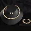 Colar, Brincos e Pulseira de Pérolas com Diamantes Inteiros em Camadas Transfronteiriços Europeus e Americanos, Conjunto de Joias de Noiva de Quatro Peças com um Toque de Luxo