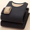 Ropa interior térmica para hombre, con forro polar, engrosada, a prueba de frío, ropa de otoño, traje de pantalones largos, parte superior, suéter, invierno, papá