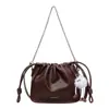 Bolsa de Corrente Estilo Coreano Versátil para Mulheres Nova Coleção Primavera 2026 Plissada Nicho Elegante Bolsa de Ombro Transversal