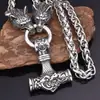Comercio exterior caliente vintage martillo colgante cabeza de lobo collar masculino runa vikinga estilo nórdico noruego joyería al por mayor generación