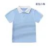 Camiseta de Algodón para Niños Manga Corta Azul Pupilos Uniforme Escolar Solapa Camiseta Blanca Verano Niñas Camisa Polo Blanca
