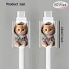 Funda Protectora con Diseño de Gato Lindo, Antiroturas, Protector de Cable de Datos para Teléfono Tipo-C, Hermosa y Duradera