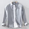 Camisa Japonesa de Algodón Lino de Manga Larga Color Sólido Casual Suelta Artística Fresca Juvenil Combinable Camisa de Lino Moderna