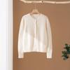 2025 Nuevo Otoño e Invierno Cachemira Cuello Redondo Trenzado 100% Cachemira Pura Cárdigan para Mujer Suéter de Punto Holgado Chaqueta Plus