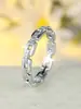 Anillo de Cadena Redondo con Corte de Diamante Blanco de Venta Caliente Transfronterizo Estilo Fresco Elegante Línea de Nicho Anillo Elegante Ins