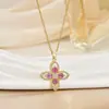 Collar de Cuatro Hojas con Flor de Diamante Completo Europeo y Americano para Mujer Lujo Accesible Diseño de Nicho de Gama Alta Cadena para Clavícula de Acero de Titanio Microincrustada con Circonita