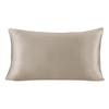 Funda de almohada individual de seda artificial de color sólido satinado Funda de almohada de seda de hielo cremallera paquete individual