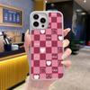 Funda Cuadrada Rosa a Cuadros Popular de Amazon Adecuada para iPhone 16 Funda de Vidrio, Funda Sencilla de Manzana 18Pm para Niñas