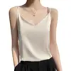 Camiseta Regata Estilo Verão 2025 Transfronteiriça para Mulheres, Top Básico com Decote V, Peça Íntima Nova Elegante de Corte Solto para Mulheres