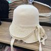 Chapéu Pescador Pequeno de Bacia com Costura Estilo Japonês e Coreano Chapéu de Palha Feminino de Verão para Proteção Solar e Sol Chapéu Pescador Fresco de Férias