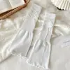 Polainas de perna com laço estilo Miu, polainas de perna flare brancas para outono e inverno, meias com laço Lolita