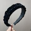 Diadema Negra Flocking Plisada Moda Terciopelo Cristal Diamante Completo Diadema Año Nuevo Rojo Navidad 2025 Otoño e Invierno Hebilla para la Cabeza