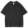 Camiseta de Manga Corta Gruesa Estilo Japonés de Algodón Puro 260g para Hombres y Mujeres, Corte Holgado, Color Sólido de Verano, Manga Media, Camiseta Básica Casual Simple