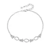 Pulsera de Plata Pura S925 con 3 Piedras Principales de 4x6/6x8mm Base Plana DIY Pulsera de Calcedonia Mariposa Luz de Luna en Estilo Juvenil