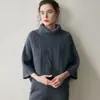 Otoño e Invierno Cuello Alto Tejido de Cachemira Suéter para Mujer de Manga Larga Ropa Interior de Punto de Color Sólido Simple