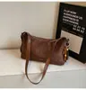 Bolsa para lonchera suelta estilo coreano de axila, nicho retro de gamuza y felpa, bolsa de un solo hombro cruzada para ir al trabajo, bolsa de moda con estampado de leopardo para ir al trabajo