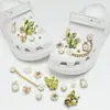 Compatible con Crocs Cadena Dorada con Purpurina Lujo Ligero Pedrería Accesorios DIY Flores para Zapatos Decoración de Girasol Hebillas para Zapatos Mayoreo