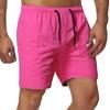 Calças de banho casuais masculinas curtas de verão, shorts de secagem rápida, calças de praia, calças de cor sólida