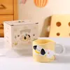 Taza de Cerámica Apilable para Hombres y Mujeres, Taza de Cachorro de Dibujos Animados, Taza de Pareja, Taza para Leche y Café, Diseño Creativo de Animales