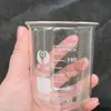 Vaso de Vidrio Transparente Resistente a Altas Temperaturas, Ácidos y Álcalis, Graduado, Taza Medidora de Perfil Bajo con Asa 5/10/25/50/100/150/