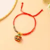 Pulsera Tejida de Cuerda de Cinco Colores del Festival del Bote del Dragón con Nudo de Flor de Durazno, Pulsera Semi-Terminada Hecha a Mano DIY para Niños, Venta al por Mayor de Regalos