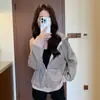 K1365 Sudadera con Capucha a Rayas Otoño e Invierno Nuevo Estilo Retro Americano Cremallera Holgada Casual Cárdigan Sudadera de Manga Larga