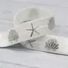 Banda elástica de borde de 1.5cm dorada/plateada con conchas y estrellas de mar, estilo marino, pulsera con nudo elástico, diadema, para manualidades