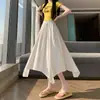Foto Real de la Nueva Falda Larga Irregular de Cintura Alta Versátil de Moda Primavera y Verano con Cintura Elástica Falda Línea A Tendencia