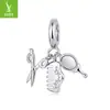 Tesoura Ziyun Prateada, Pente, Espelho, Acessórios de Pingente Três em Um para Meninas, Requintados e Fofos, Cobre Galvanizado com Platina, Miçangas para DIY