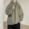 Sudadera con Botones Estilo High Street Americana para Hombre, Estilo Otoño/Invierno, Versátil Casual con Capucha Rígida de Peso Pesado, Nuevo Estilo 2026