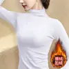 Atacado de fábrica outono e inverno feminino camiseta lisa de manga comprida justa top básico quente gola redonda/gola alta