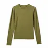 Outono 2026 Nova Blusa de Moletom Gola Redonda Manga Longa Feminina Camada Base Alta Elasticidade Slim Fit Versátil Top Camiseta