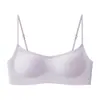 Sujetador invisible sin costuras para mujer, sujetador de media copa para pechos pequeños, sujetador push-up de cuello cuadrado, sujetador fino de verano