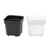 Vaso de Flor Quadrado Grosso de Plástico Resinado Branco com Cantos Arredondados para Varanda, Adequado para Suculentas e Plantas