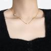 Collar Pulsera Set Combinado para Mujer Diseño Nicho Estilo K Geométrico Ovalado Perla de Agua Dulce Acero Titanio