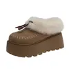 Zapatos de Piel con Borlas Nuevos de Otoño e Invierno Mocasines Slip-on Botas de Nieve Engrosadas Zapatos de Algodón Cálidos para Mujer Zapatos de Mujer