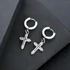 Pendientes Punk para Hombre, Acero Inoxidable, Estilo Coreano, Clips para Oreja de Cruz Simples, Aros de Oreja Lisos Estilo Cool, Accesorios al por Mayor