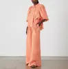 Traje de Camisa para Mujer Amazon 2025 Nuevo Cárdigan con Solapa y Manga Abullonada Parte Superior Pantalones Sueltos Conjunto Casual de Dos Piezas