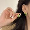 [Mago de Oz] Pendientes de mariposa de cristal verde del mismo estilo de Zhao Lusi, pendientes de diseño de nicho, pendientes con clip para la oreja para mujer
