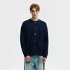 Cárdigan retro de punto trenzado liso estilo japonés, chaqueta suéter casual versátil de otoño para hombre, corte holgado, con botones, cuello redondo