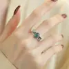 Anel Tecido de Folha de Bambu em Forma de Ovo para Mulheres, Design de Alto Padrão, Novo Estilo Chinês, Anel Ajustável Tecido de Jade Retrô Atacado