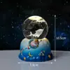 Bola de Cristal Céu Estrelado Gravada a Laser 3D com Luz, Luz Noturna Giratória Automática, Ornamento de Mesa, Luz de Atmosfera, Presente de Aniversário