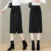 Falda midi con abertura irregular para mujer, nueva falda de un solo paso de cintura alta a la moda para primavera y otoño de 2026