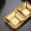 Plato Cuadrado de Acero Inoxidable 304 para Condimentos Compartimento para Barbacoa Coreana y Olla Caliente Plato para Mojar Plato Japonés para Salsa de Sushi Comercial
