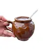 Salero de cerámica con tapa y cuchara, tarro para condimentos para uso doméstico, a prueba de humedad, gran capacidad, contenedor de sal de cocina al por mayor