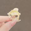 Broche Retro de Pez Koi Rojo con Gota de Perla y Aceite para Mujer, Broche Animal de Diseño Elegante de Gama Alta