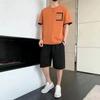 Verão Novo Terno Casual Masculino Shorts T-shirt Meio Shorts T-shirt Estudante Two-piece Sports Set