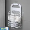 Cesta de lavandería plegable de pared para uso doméstico, solución de almacenamiento de plástico estilo nórdico para baño