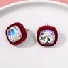 Outono e Inverno Novos Brincos Quadrados de Cristal Tridimensionais com Flocagem Versáteis Brilhantes de Pelúcia Modernos Elegantes para Mulheres