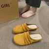 Sapatos Birkenstocks Femininos Verão 2025 Novo Estilo Outwear Retrô Bico Redondo Combina com Tudo Mori Muller Chinelos Meio Baotou